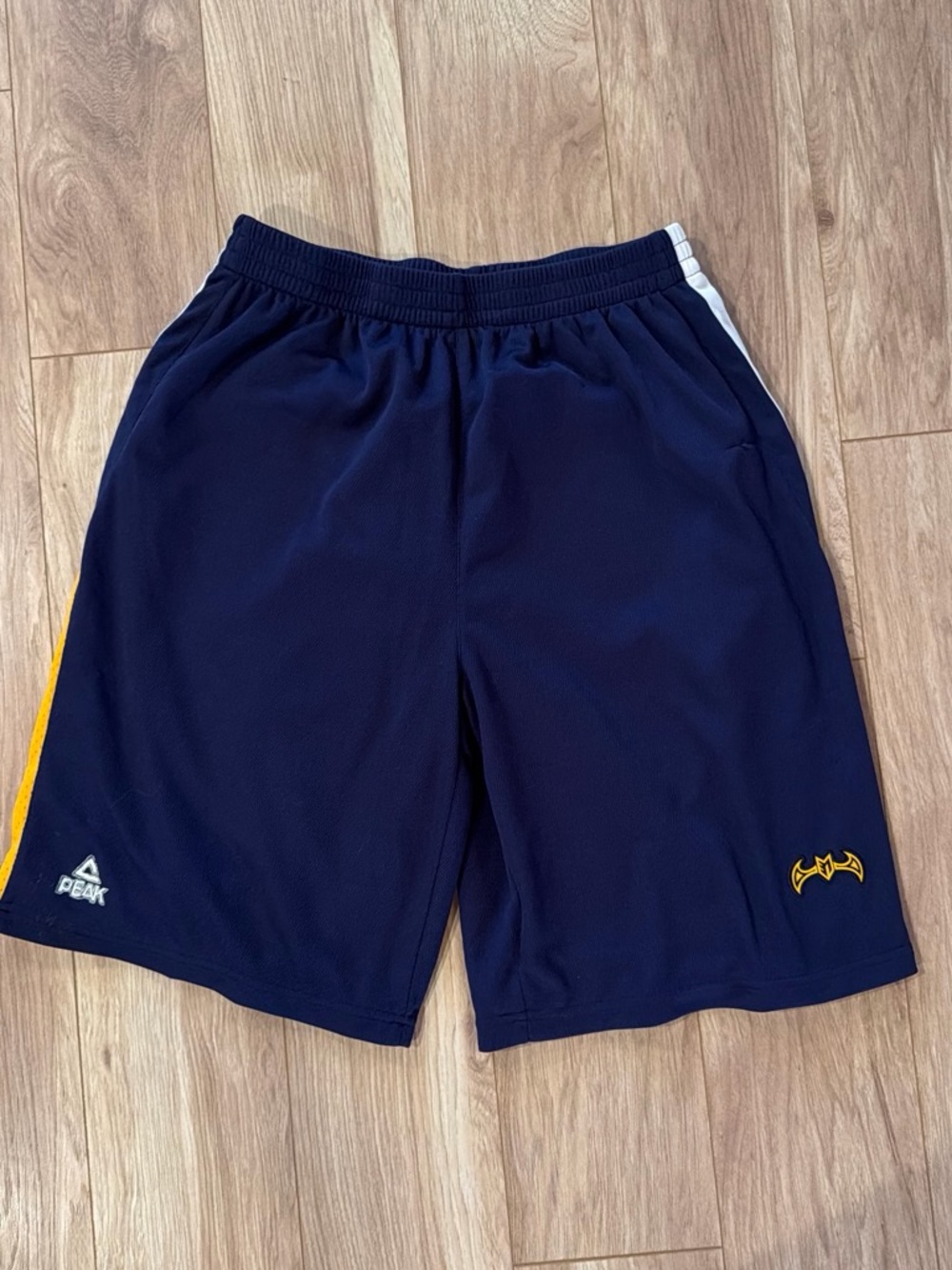 Shane Battier Peak Performance Navy Athletic Shorts with Yellow Accent
